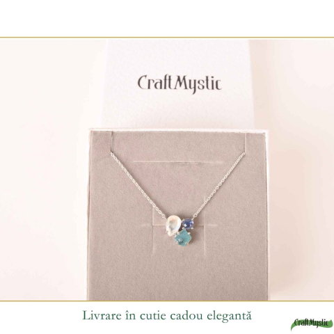 Colier Argint 925 cu Piatra Lunii, Apatit Albastru si Tanzanit – Echilibru si Inspiratie [5]