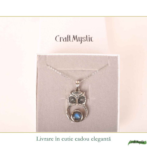 Colier Argint 925 cu Labradorit in forma de Bufnita – Protectie si Intuitie [5]
