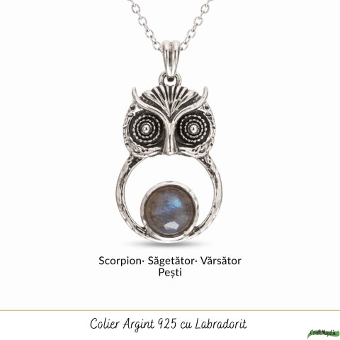 Colier Argint 925 cu Labradorit in forma de Bufnita – Protectie si Intuitie [4]