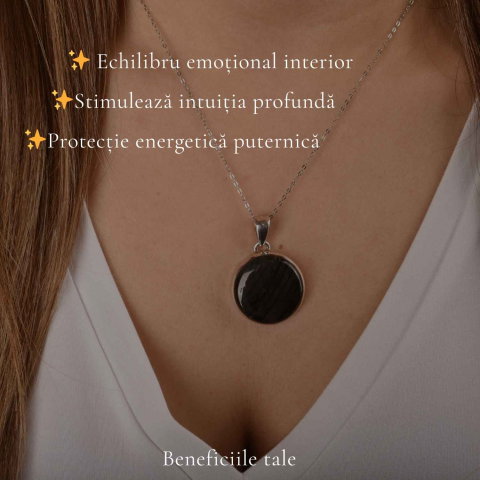 Colier Argint 925 cu Labradorit Violet Rotund – Protectie si Echilibru [2]