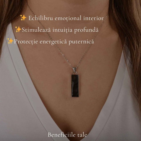 Colier Argint 925 cu Labradorit Violet Dreptunghi – Claritate si Protectie [2]