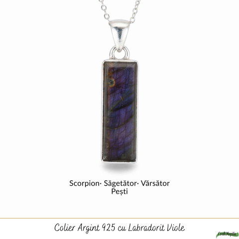 Colier Argint 925 cu Labradorit Violet Dreptunghi – Claritate si Protectie [4]