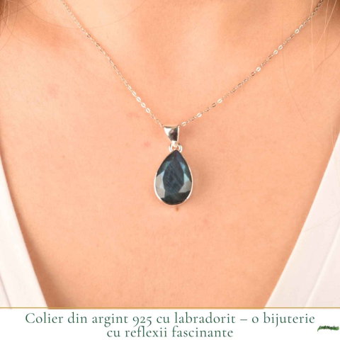 Colier Argint 925 cu Labradorit Fatetat Lacrima – Intuitie si Eleganta [1]