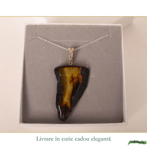 Colier argint 925 cu triunghi si chihlimbar natural – Energie solara si putere [5]