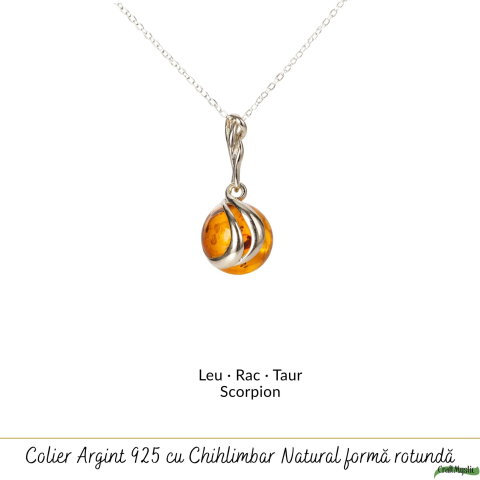 Colier argint 925 rotund cu chihlimbar natural – Energie solara si echilibru [4]