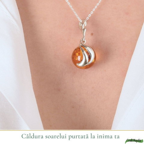 Colier argint 925 rotund cu chihlimbar natural – Energie solara si echilibru [1]