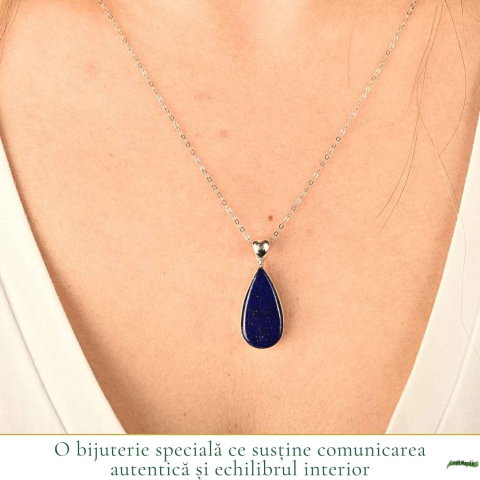 Colier argint 925 cu Lapis Lazuli lacrima – Claritate mentala si liniste interioara [1]