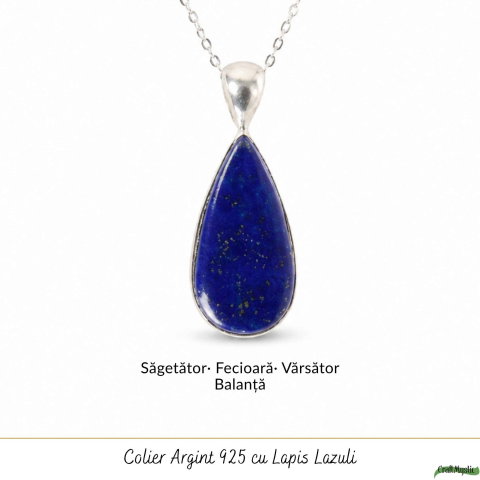 Colier argint 925 cu Lapis Lazuli lacrima – Claritate mentala si liniste interioara [4]
