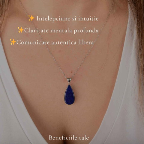 Colier argint 925 cu Lapis Lazuli lacrima – Claritate mentala si liniste interioara [2]