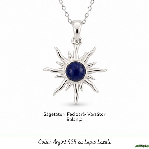 Colier argint 925 cu Lapis Lazuli soare – Claritate mentala si energie pozitiva [4]