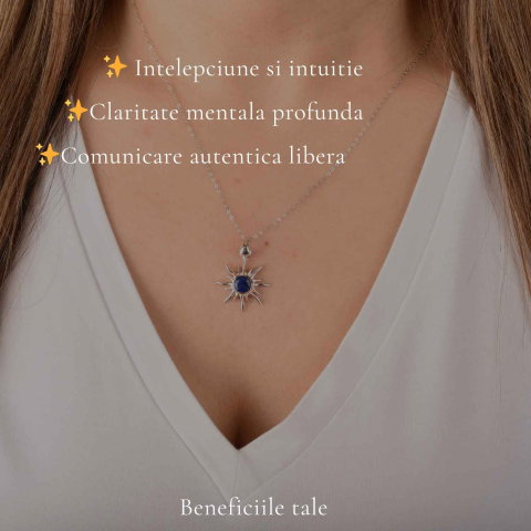 Colier argint 925 cu Lapis Lazuli soare – Claritate mentala si energie pozitiva [2]