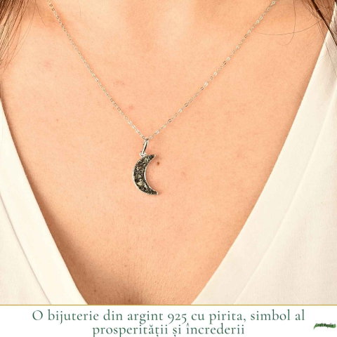 Colier argint 925 cu Pirita semiluna – Prosperitate si protectie energetica [1]