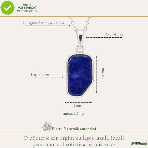 Colier argint 925 cu Lapis Lazuli neuniform – Claritate mentala si autenticitate [3]