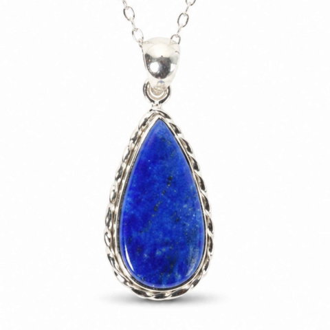 Claritate Mentala si Focus - Colier argint 925 cu Lapis Lazuli forma de lacrima – Claritate mentala si echilibru interior