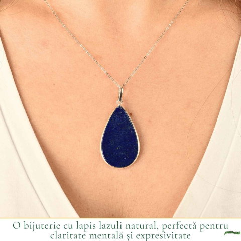 Colier argint 925 cu Lapis Lazuli lacrima – Claritate mentala si echilibru interior [1]