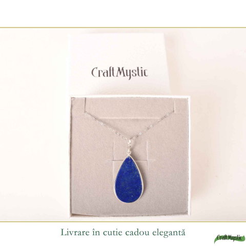 Colier argint 925 cu Lapis Lazuli lacrima – Claritate mentala si echilibru interior [5]
