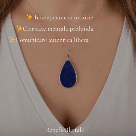 Colier argint 925 cu Lapis Lazuli lacrima – Claritate mentala si echilibru interior [2]