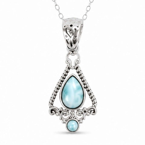 Vindecare Emotionala - Colier Argint 925 cu Larimar – Calm si Energie Feminina