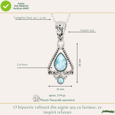 Colier Argint 925 cu Larimar – Calm si Energie Feminina [3]