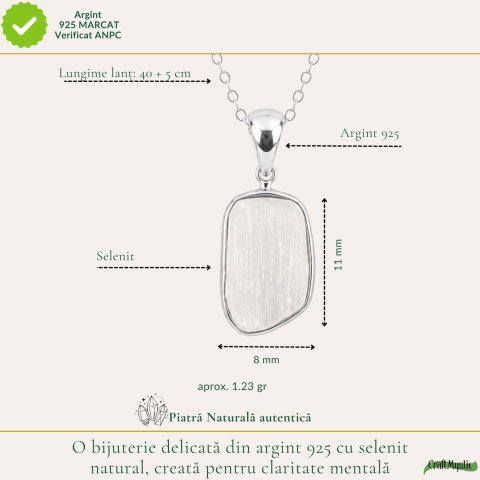 Colier Argint 925 cu Selenit – Claritate si Echilibru Spiritual [3]