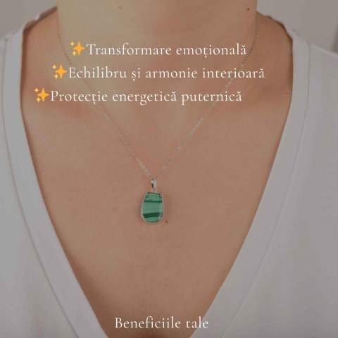 Colier Argint 925 cu Malachit Neuniform – Protectie si Transformare Autentica [2]
