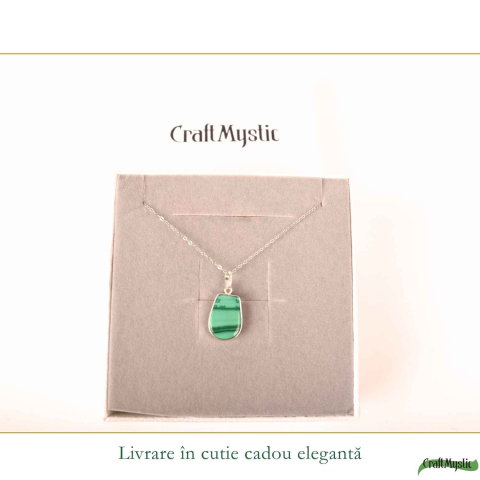 Colier Argint 925 cu Malachit Neuniform – Protectie si Transformare Autentica [5]
