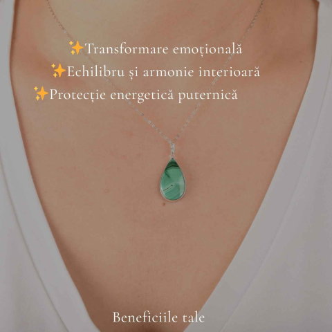 Colier Argint 925 cu Malachit Lacrima – Protectie si Eliberare Emotionala [2]