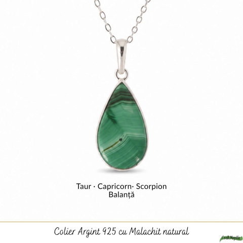 Colier Argint 925 cu Malachit Lacrima – Protectie si Eliberare Emotionala [4]