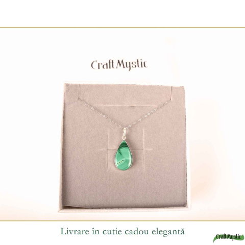 Colier Argint 925 cu Malachit Lacrima – Protectie si Eliberare Emotionala [5]