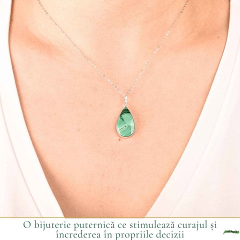 Colier Argint 925 cu Malachit Lacrima – Protectie si Eliberare Emotionala [1]