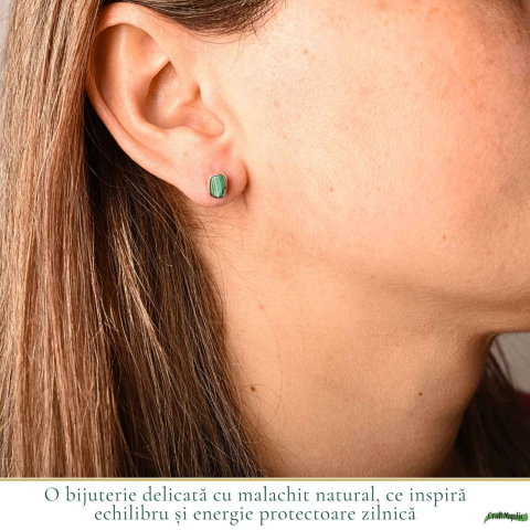 Cercei Argint 925 cu Malachit Natural Dreptunghiular – Protectie si Echilibru [1]