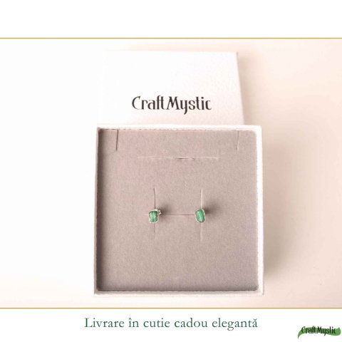 Cercei Argint 925 cu Malachit Natural Dreptunghiular – Protectie si Echilibru [5]