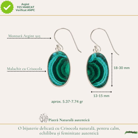 Cercei Argint 925 cu Malachit si Crisocola forma Ovala – Echilibru si Energie Feminina [3]