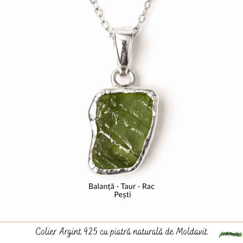 Colier Argint 925 cu Moldavit Brut Neuniform – Energie si Transformare [3]