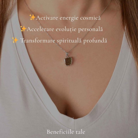 Colier Argint 925 cu Moldavit Brut Neuniform – Energie si Transformare [2]