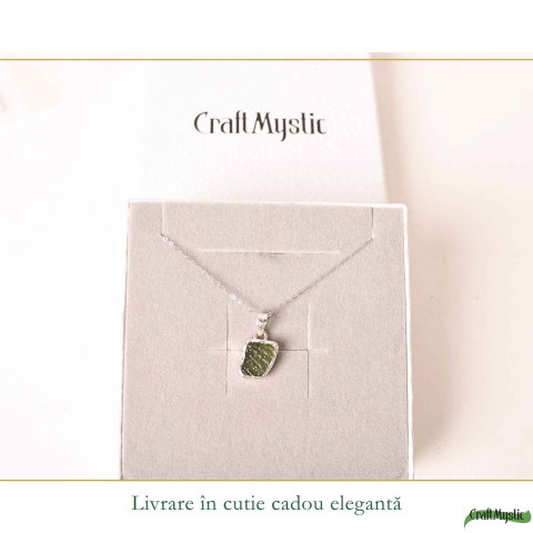 Colier Argint 925 cu Moldavit Brut Neuniform – Energie si Transformare [5]