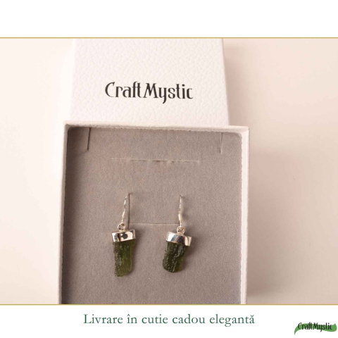 Cercei Argint 925 cu Moldavit Brut – Transformare si Energie Autentica [5]