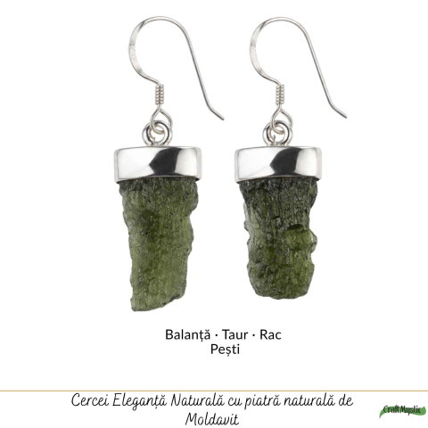 Cercei Argint 925 cu Moldavit Brut – Transformare si Energie Autentica [4]