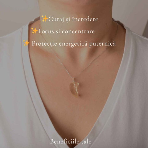 Colier Argint 925 cu Piatra Desertului Libian Brut – Claritate si Energie Solara [2]