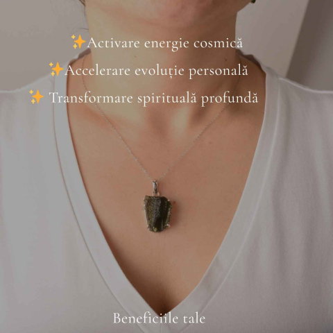 Colier Argint 925 cu Moldavit Brut Natural – Protectie si Energie Spirituala [2]