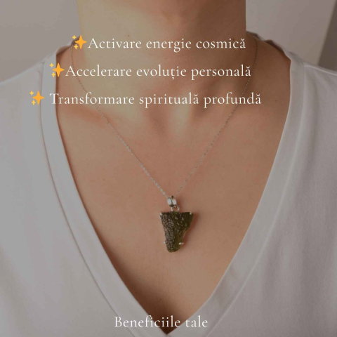 Colier Argint 925 cu Moldavit Brut Natural – Claritate si Energie Autentica [2]