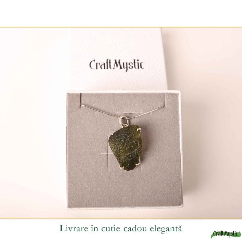 Colier Argint 925 cu Moldavit Brut Natural – Energie si Transformare Interioara [5]