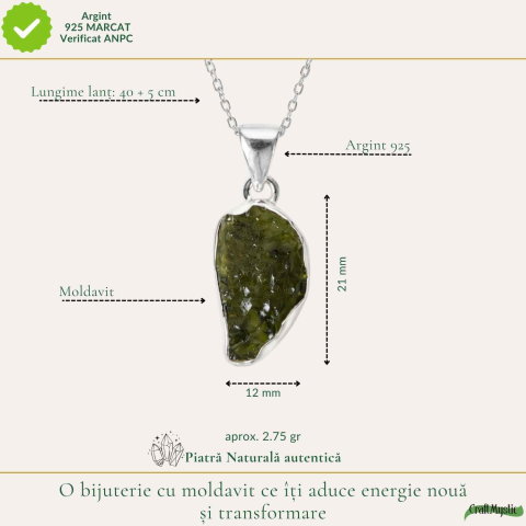 Colier Moldavit Brut Neuniform Argint 925 – Transformare si Claritate Interioara [3]