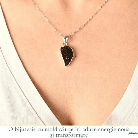 Colier Moldavit Brut Neuniform Argint 925 – Transformare si Claritate Interioara [1]