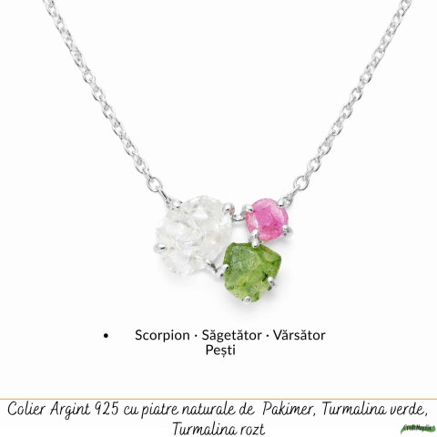 Colier Argint 925 cu Herkimer si Turmalina Verde Roz – Echilibru si Energie [4]