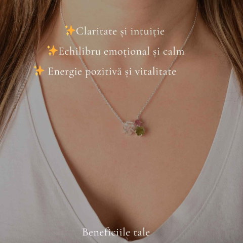 Colier Argint 925 cu Herkimer si Turmalina Verde Roz – Echilibru si Energie [2]