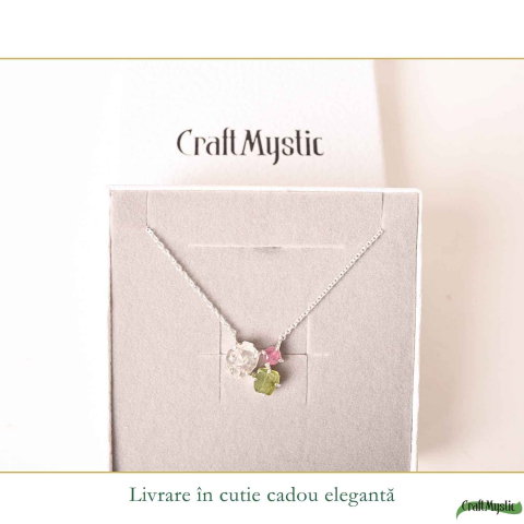 Colier Argint 925 cu Herkimer si Turmalina Verde Roz – Echilibru si Energie [5]