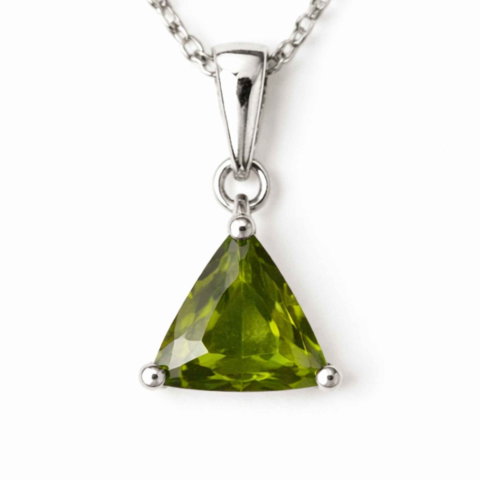 Bijuterii Semiprețioase - Colier Argint 925 cu Moldavit Fatetat Triunghi – Claritate si Energie Transformatoare