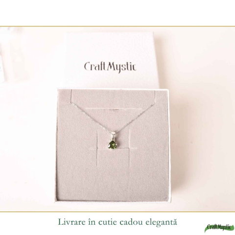 Colier Argint 925 cu Moldavit Fatetat Triunghi – Claritate si Energie Transformatoare [5]