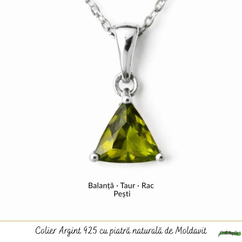 Colier Argint 925 cu Moldavit Fatetat Triunghi – Claritate si Energie Transformatoare [4]